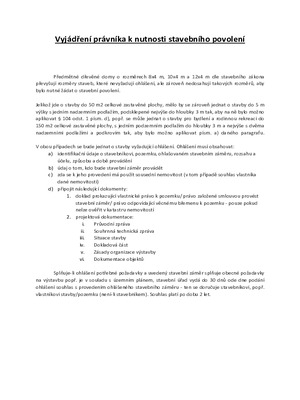 Vyjádření k nutnosti stavebního povolení